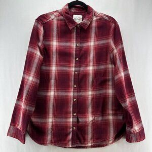 JACHS New York Top Womens Sz M Girlfriend  Flannel Shirt Plaid Button Up Red